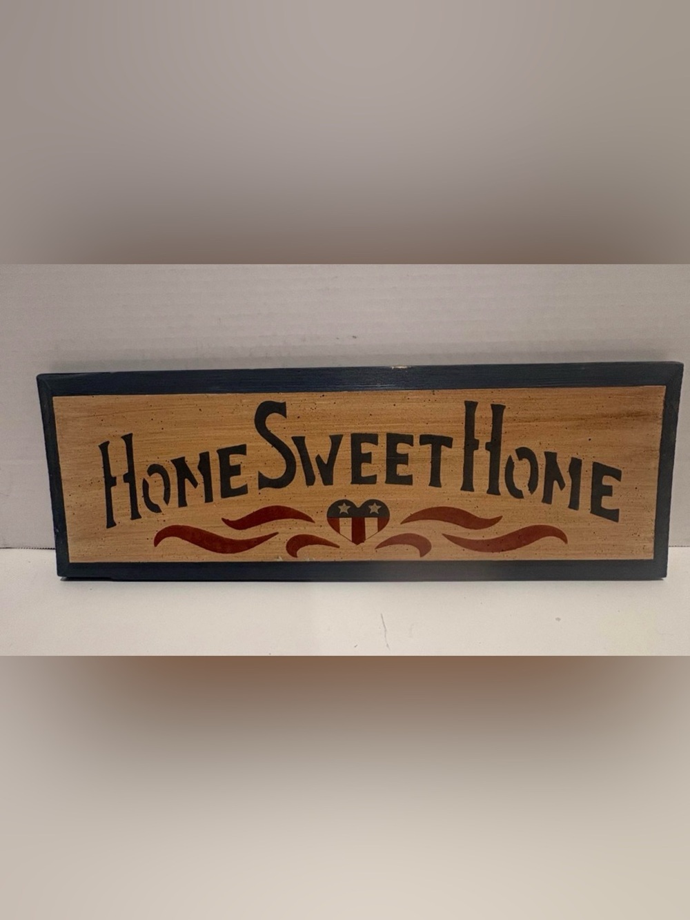 Classic 'Home Sweet Home' Rustic Wall Sign in Brown and Navy